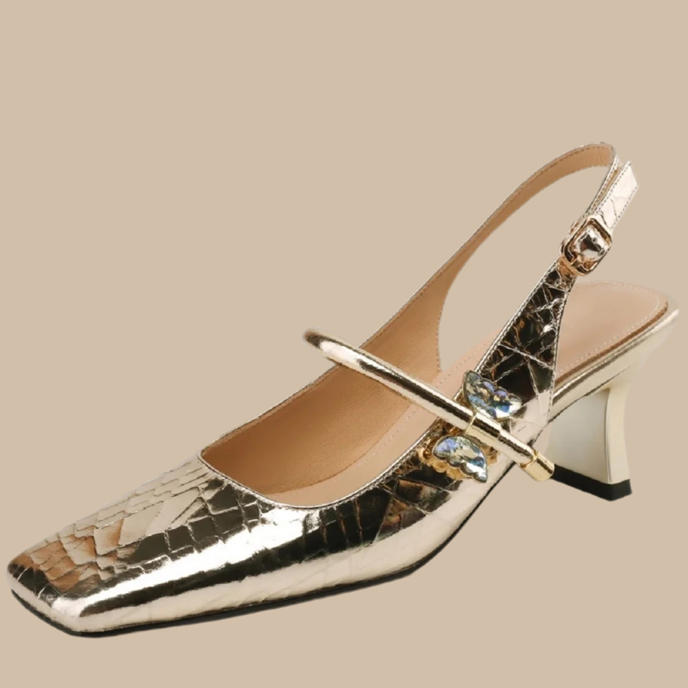 Lavine square Toe Leather Heels