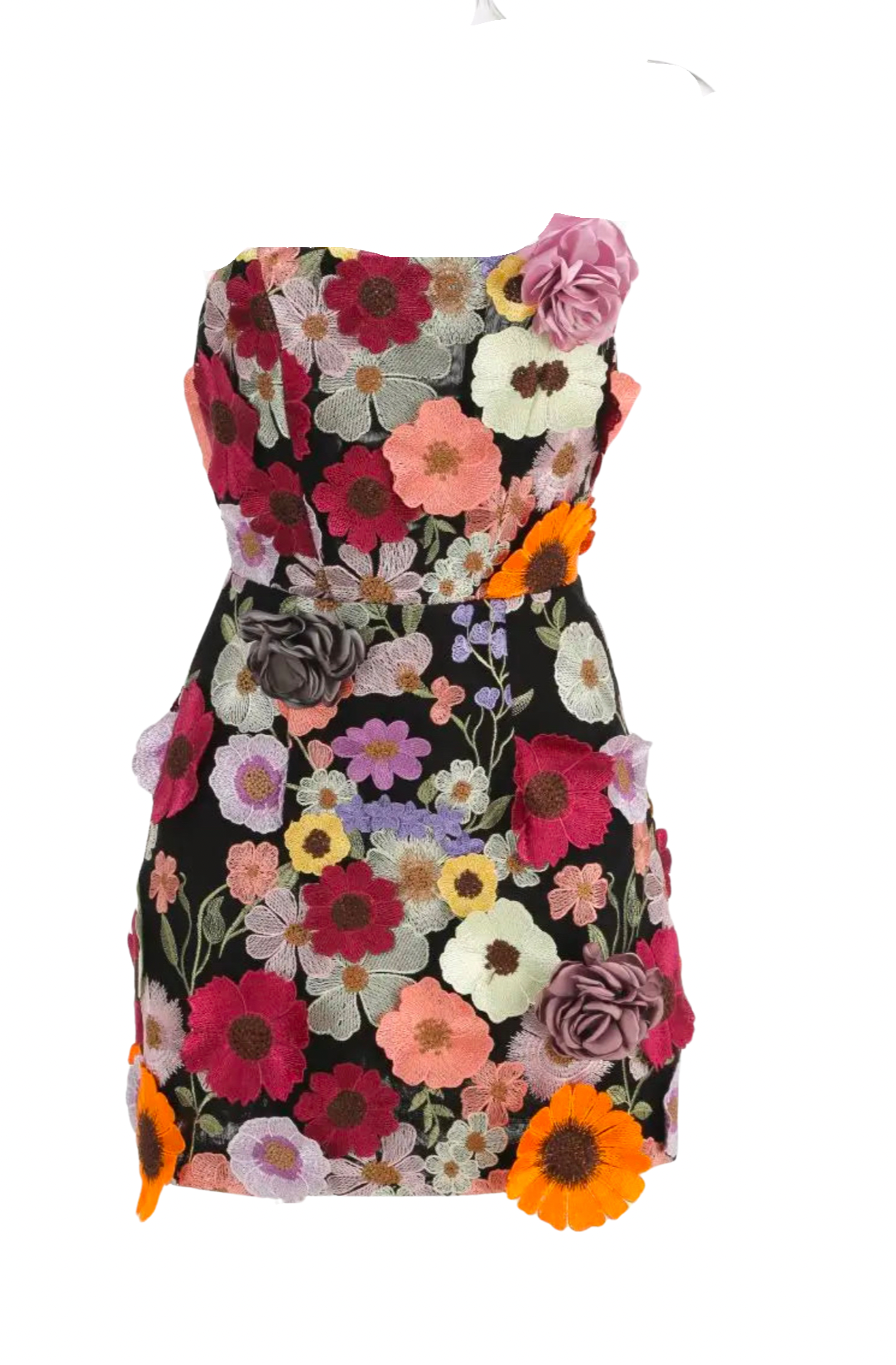 Embroidered Flowers Mini Dress