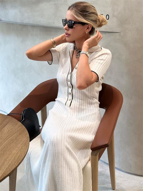 Button Up Knitted Midi Dress