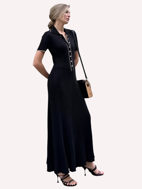 Button Up Knitted Midi Dress