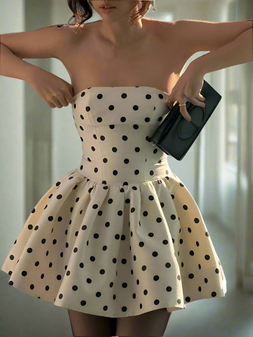 Backless Dots Print Mini Bodycon Dress