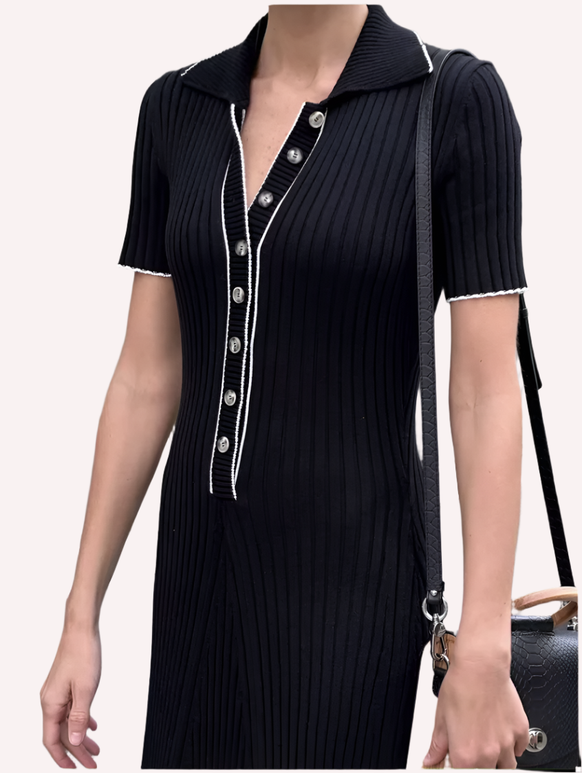 Button Up Knitted Midi Dress